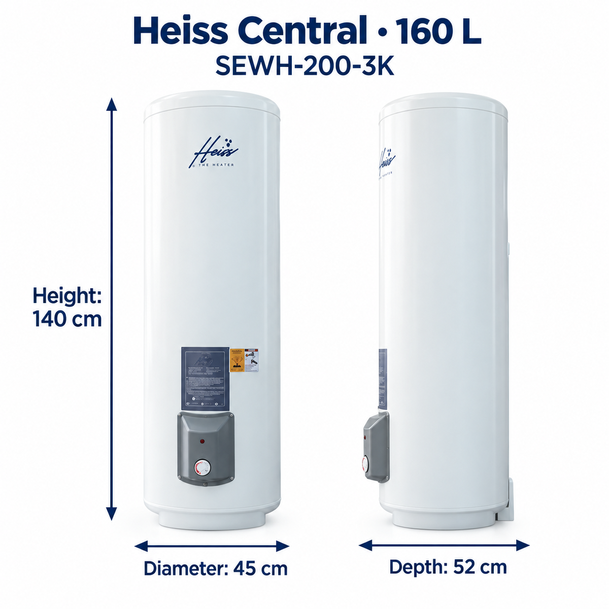 Heiss Central Water Heaters 160 Liters