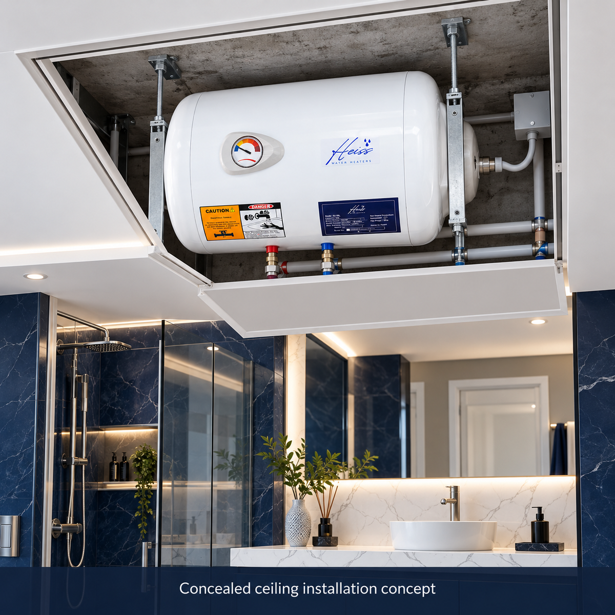 Heiss Horizontal shown in an accessible ceiling service-space concept