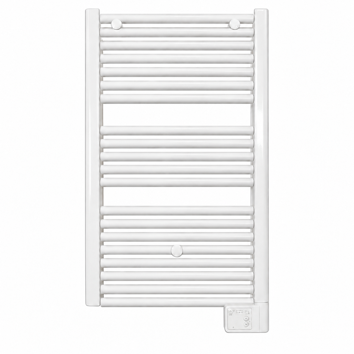 Enhanced product view of the white Nextheat Towel 45 × 80 electric bathroom towel warmer and controller, Made in Italy